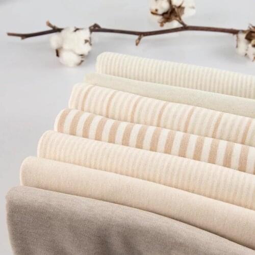 Organic Knitted Fabric100% Natural Cotton Stripe 160 cm width 190 grams underwear clothes fabric 100 meters wholesale NC08