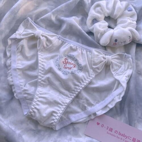 Sexy Womans Panties Kawaii Bow Sweet Cartoon Thong Womens Underwear Briefs Ladies Lingerie Femme Blue Pink Womens Underpants