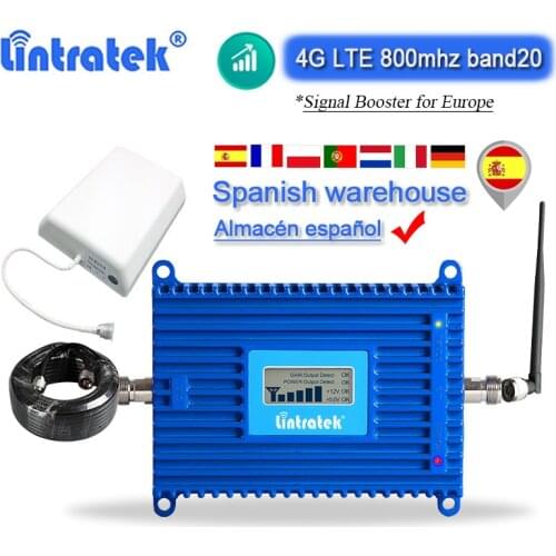 Lintratek 4G LTE 800mhz signal repeater band 20 Internet cellular amplifier AGC ALC booster Europe home use