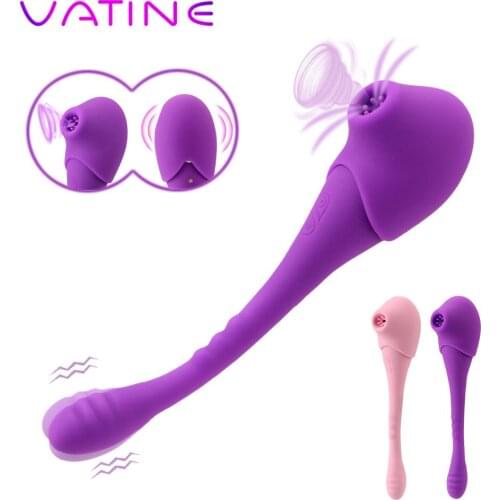 VATINE 10 Speeds Dildo Vibrator Nipple Clit Sucker G Spot Sucking Vibrator Clitoris Stimulation Sex Toys for Women