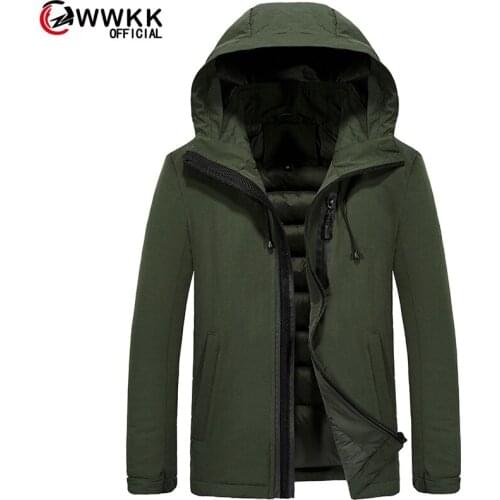 WWKK 2020 Men Clothing Winter New Down Jacket Fashion Slim Hooded Thick Warm White Duck Down Coat and Parka Male M-5XL
