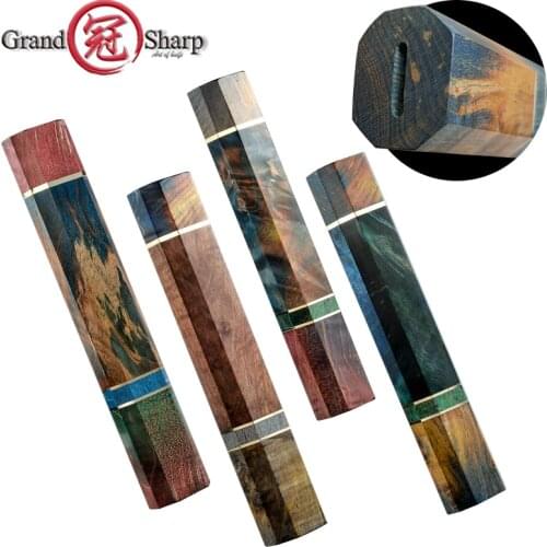 Japanese Chef Knife handle Kitchen knife Parts NEW Design Solidified Wood Octagonal Handle Chefs Knife Tools Knife Making