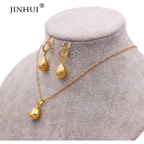 Jewelry sets 24K wedding gold color for women African bridal gifts Womens necklace earrings pendants jewellery set wholesale