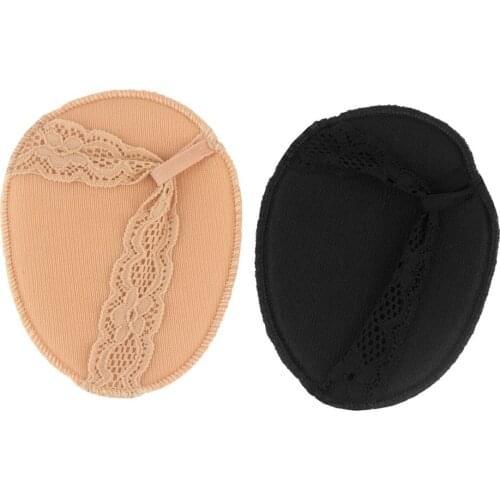 1 Pair Ladies Forefoot Invisible High Heeled Shoes Slip Resistant Half Yard Cotton Pads Lace Insoles Black Skin Color