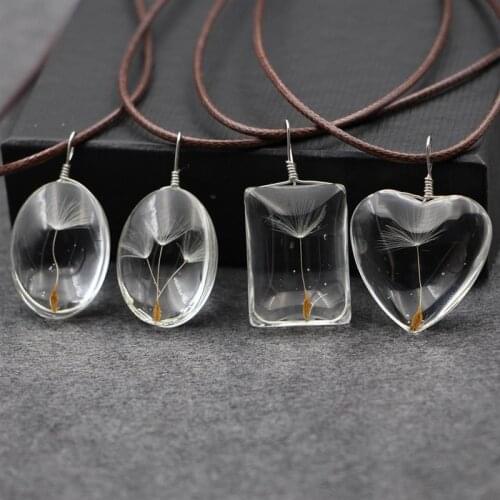 1pc Romantic Dandelion Decor Pendant Necklace Creative Heart Shape Necklace Jewelry Accessories Party Dress Up For Women Girls