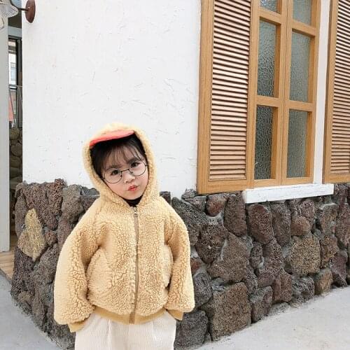 2019 Childrens Girls Wool Sweater Coat Autumn and Winter Clothing New Childrens Korean Thick Warm Wool Coat Kids Hooded Coats