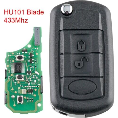 433MHz 3Buttons Flip Black Car Remote Key Fob with ID46 Chip and Uncut Blade Fit for Range Rover/Sport Land Rover Discovery 3New