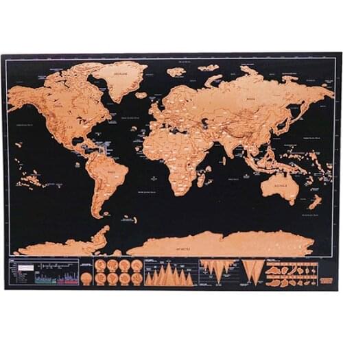 Decorative Map 42x30cm World Travel Map Erasable Creative Home Decoration Wall Stickers Colorful Mini Poster Map Shovel map 1Pcs