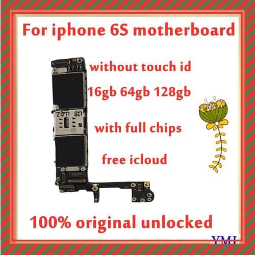 For iphone 6s logic board unlocked ,Free iCloud for iphone 6 s motherboard 128gb 64gb 16gb Original Unlocked good tested