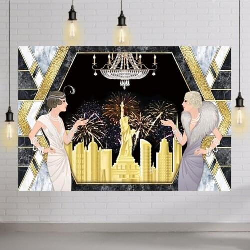 Roaring 20s Backdrop The Great Gatsby Golden Photography Background Wedding Birthday New Year Party Supplies 1920s Retro Banner