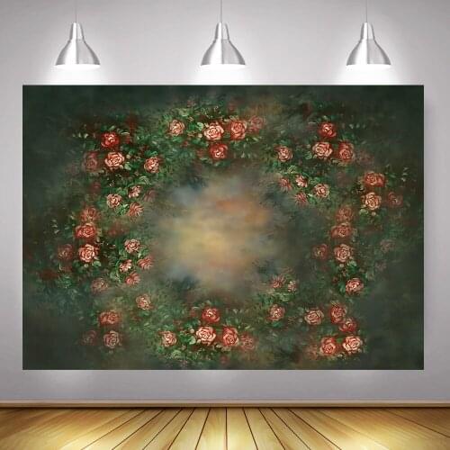 Floral Oil Painting Photography Backdrop Abstract Flowers Texture Newborn Baby Kid Artistic Portrait Background for Photo Studio