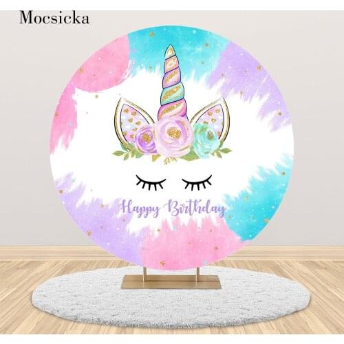 Happy birthday unicorn backdrop watercolor birthday background for photo studio gold glitter unicorn birthday photo background
