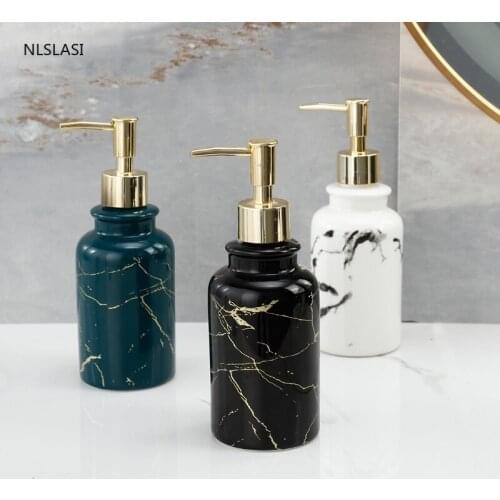 Nordic style bathroom shower gel bottle press and bottling bathroom ceramic hand sanitizer bottle shampoo empty bottle