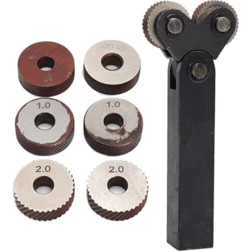 7 pcs Knurling Tool 0.5 1 2mm Diagonal Dual Wheel Linear Knurl Set Lathe Machine