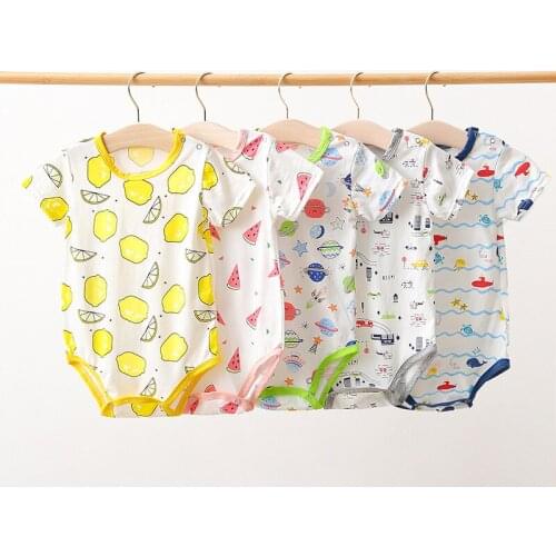 Baby Jumpsuit Spring and Summer Baby Pure Cotton Clothes Boys and Girls Thin Short-sleeved Romper Newborn Triangle Romper