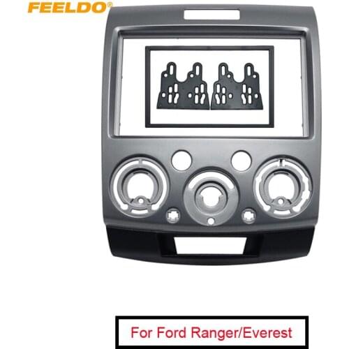 FEELDO 2DIN Grey Car Refitting Stereo DVD Frame Fascia Dash Panel Installation Kits For Ford Everest/Ranger/Mazda BT-50 #1677