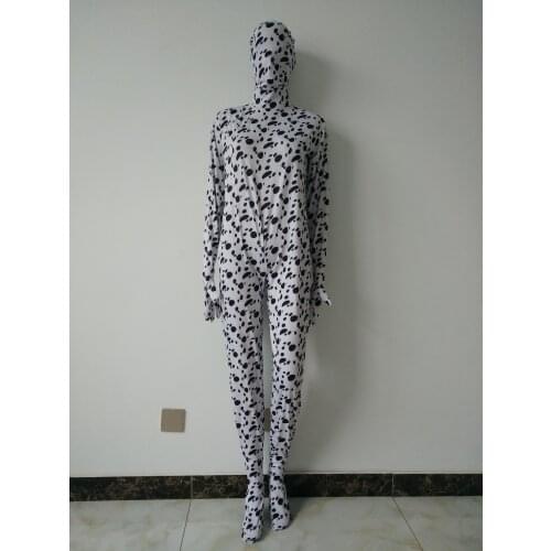 Halloween cosplay animal Dalmatian dog Black white spots tights jumpsuits full Bodysuit Zentai Suits Fancy