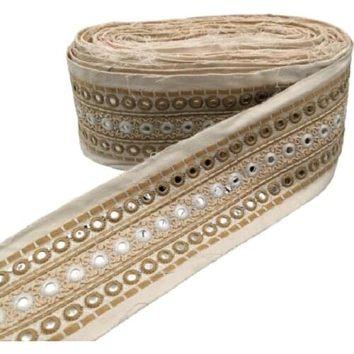 1Yards Retro Flower Lace Trims Webbing Embroideried Lace Ribbons Fabric for Dance Dress Bag DIY Sewing Accessories