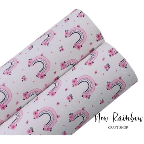 New Rainbow 22X30cm A4 Watercolor Floral & Rainbow Litchi Faux Leatherette Sheet For Making Bows, Earrings, Accessories