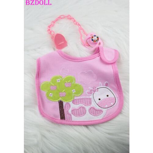 Magnetic Pacifier Waterproof Bib and Pacifier Chain Set For Reborn Baby Doll Girl Reborn Babies Doll Accessories Shining Nipple