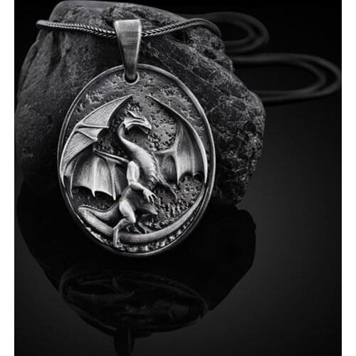 Fashion new mens necklace trend punk style personality trendy student western dragon animal hip-hop necklace