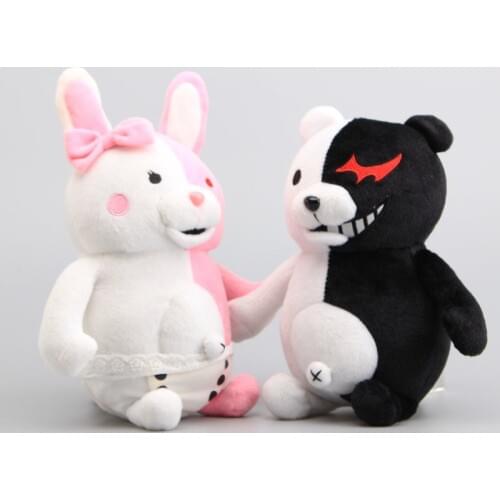 Anime Danganronpa Monokuma Bear Soft Dolls Plush Toy Black& Pink Peluche Cartoon Figure Toy Kids Gifts 10" 25 CM