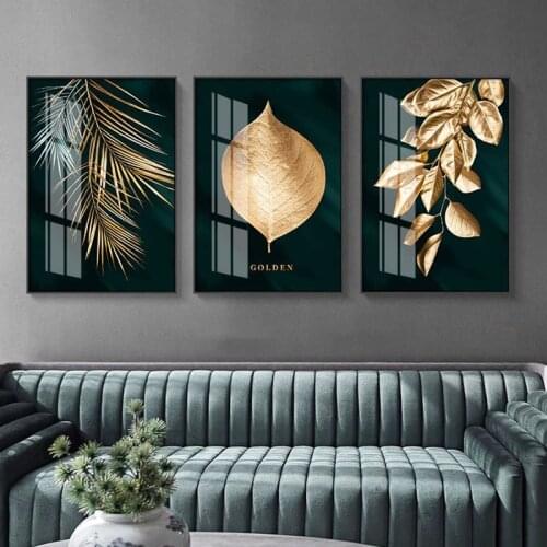 Special Offer Abstract Golden Plant Leaves Wall Picture Poster Modern Style Painting on Canvas Art of The Living Room Original