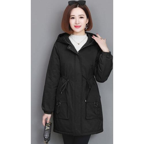 2021 New Womens Warm Fur Long Parkas Jacket Clothing Female Medium Long Hooded Coat Ladies Casual Cotton Outwear Park H356