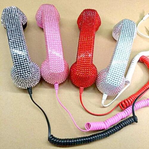 New Arrival Classic 3.5 mm Comfort Retro Phone Handset Mic Speaker Phone Call Receiver For iphone 5 6 7 8 X with Diamond