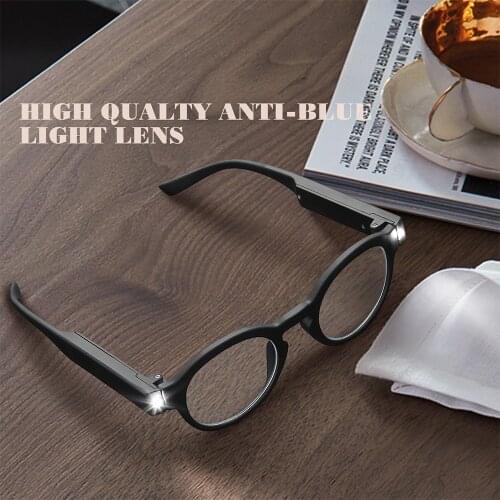 Lighted Reading Glasses with Lights for Men Women LED Lighted Magnification Eyeglasses USB Rechargeable Magnifying Reader