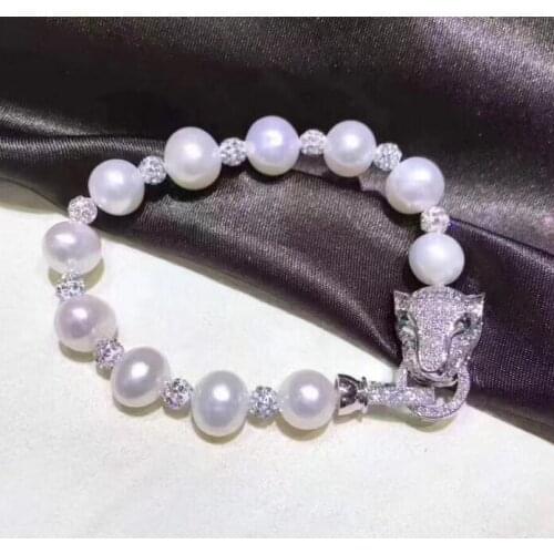 Stunning 10-11mm tahitian round white pearl necklace 18" bracelet 8" set