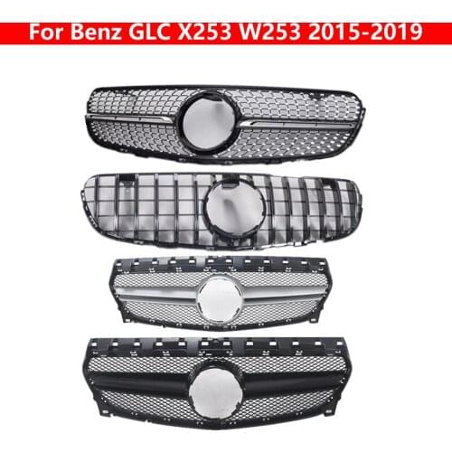 For Mercedes-Benz GLC X253 W253 2015-2019 Front Bumper Center Grill Car Middle Grille ABS plastic Silver Black Diamond GT