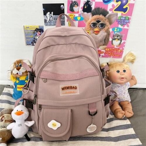 Backpack For Girls 2021 Fashion Waterproof Nylon Laptop School Bag Solid Color Design Youth Travel Backpack Mochila Feminina Sac