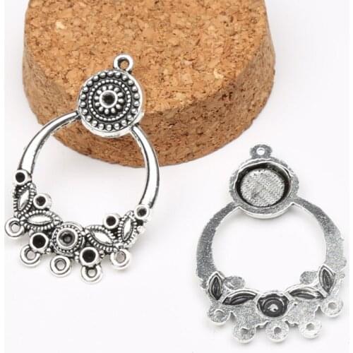 Reidgaller 10pcs 28x44mm antique silver pendants earring connector diy earrings charms findings