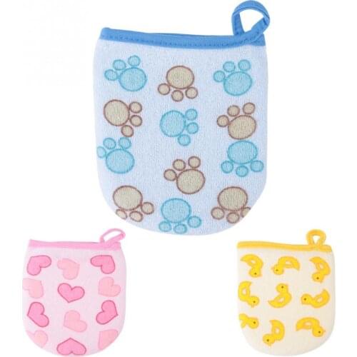 Cartoon Mittens Cotton Baby Bath Shower Sponge Kids Bath Brush Scrubber Mitt Gloves Foam Rub Wash Cloth Towel