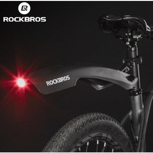ROCKBROS Bicycle Fender Mud guard Soft Plastic Taillight Multi-Angle Adjustable Widen High-Strength Bike Accessories
