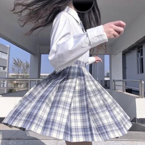 Harajuku Japanese Women Kawaii Pleated Plaid JK Skirt Lolita High Waist Mini Woman Skirts Y2K Sexy Cosplay Anime Sailor Suit