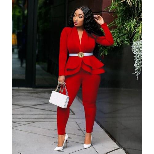 2021 Autumn Womens Trouser Suits Fashion Ruffled Air Layer Professional Wear Uniforms Casual Wear Womens Self-cultivation Suit