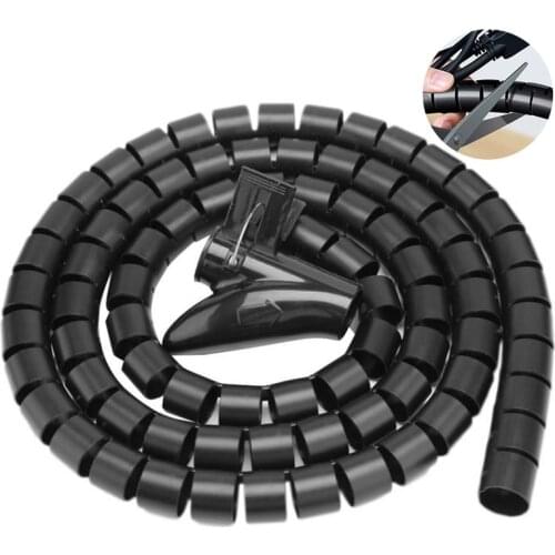 2Pcs/Set 1.5/2m Flexible Spiral Cable Organizer 8/10/16mm Wire Storage Pipe Cord Protector Management Cable Winder Accessories
