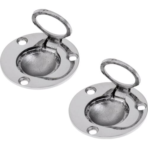 2 Pieces Boat Marine Stainless Steel Round Flush Mount Lift Lifting Ring Deck Hatch Pull Handle 49mm