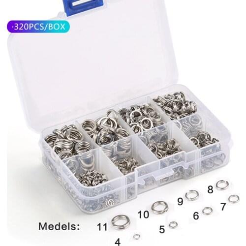 320PCS Stainless Steel Fishing Split Rings Metal Key Holder Split Ring Fishing Lure Connector Solid Ring Loop for Bait Connector