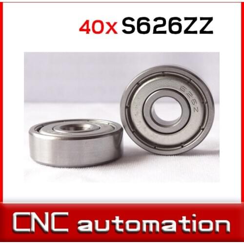40pcs 626 S626ZZ S626-2Z 6*19*6 Miniature stainless steel deep groove Radial shaft ball bearing