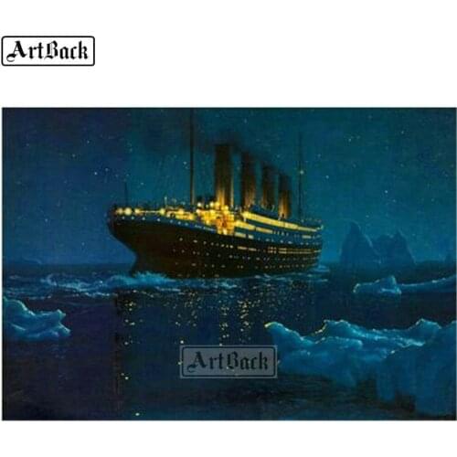 5d diy diamond painting cruise ship landscape full square cross stitch 3d diamond mosaic diamond embroidery sticker