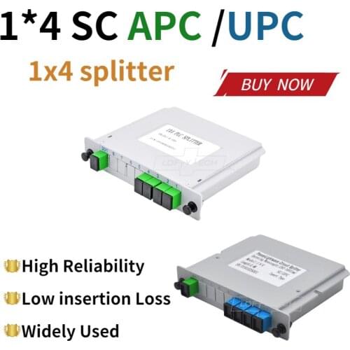 Free Shipping 5PCS/Lot SC UPC 1X4 Fiber Optic FTTH Cassette Box Optical Coupler SC UPC PLC 1X4 Fiber Splitter Box