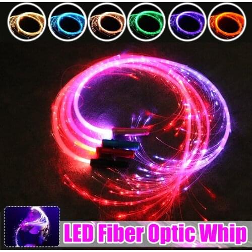 RGB LED Fiber Optic Whip-360°Swivel Light Up Rave Toy Flow Dance Super Bright