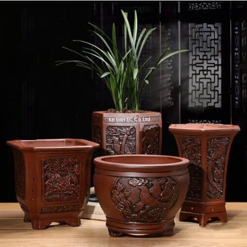 PURPLE CLAY FLOWER POTS FLOWER POTS SUCCULENTS BONSAI MACETAS CLASSICAL FLOWER CLIVIA POTS UNGLAZED CERAMIC BONSAI POTS