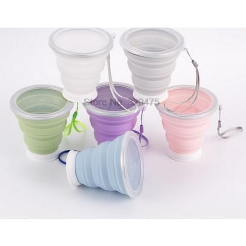 DHL 50pcs Foldable Cup Multicolor Portable 320ML Silicone Coffee Cup