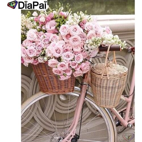 DIAPAI Diamond Painting 5D DIY 100% Full Square/Round Drill "Flower bicycle" Diamond Embroidery Cross Stitch 3D Decor A24524