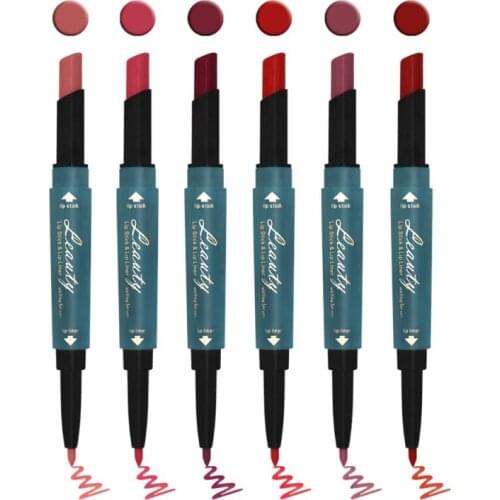 Double-end Lip Makeup Lipstick Pencil Waterproof Long Lasting Tint Sexy Red Lip Stick Beauty Matte Liner Pen Lipstick TSLM2