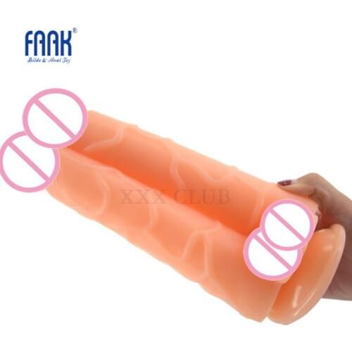 FAAK 23.5*9.8cm Realistic Soft double dildo sticked together With Strong Suction Cup Anal Sex Erotic Toys For women Adult